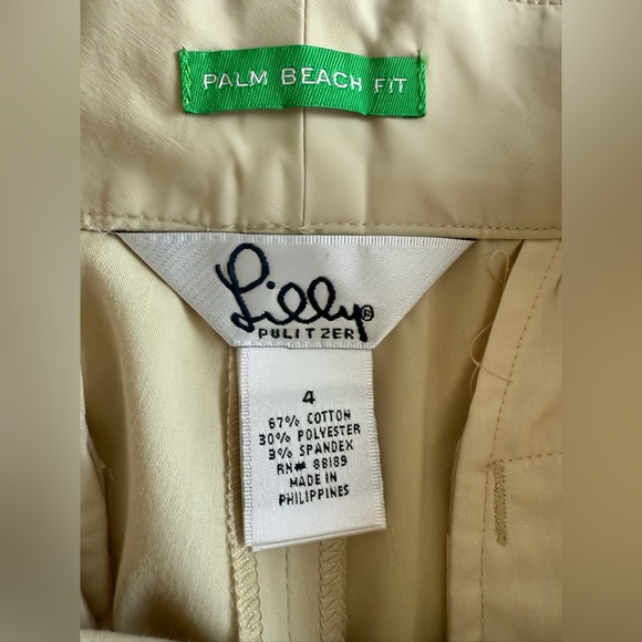 Lilly Pulitzer Palm Beach Fit Bermuda Shorts Sz 4 Beige Pink Trim Stretch Cotton - Picture 3 of 8